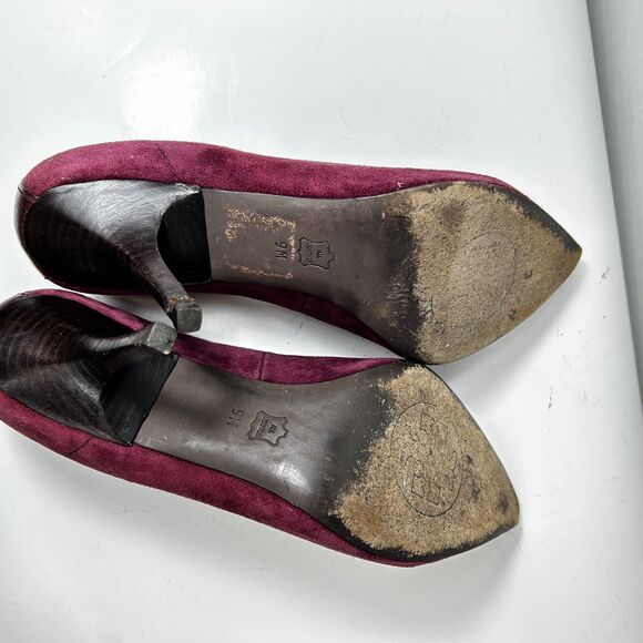 Tory Burch Women's Eliza Burgundy Suede Pointed Toe Loafer Style Pumps Size 9M - Picture 13 of 13
